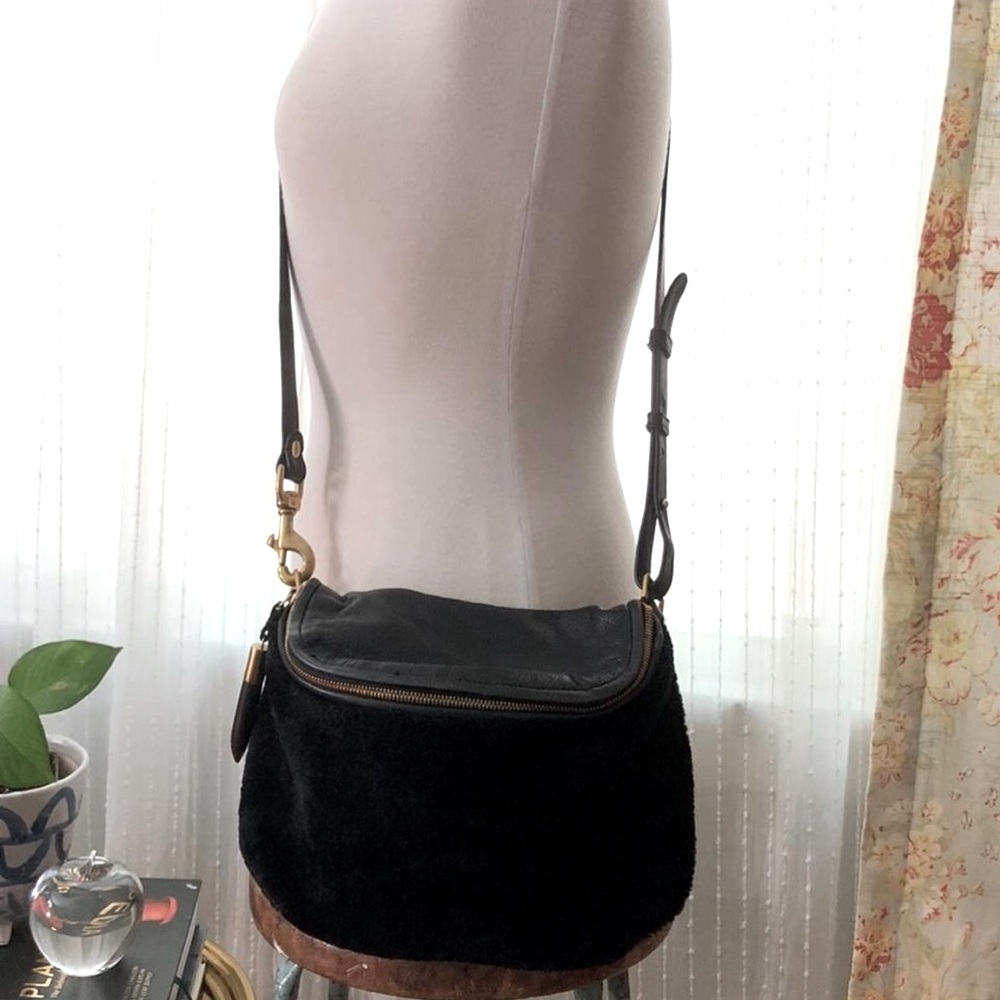 Kempton & Co Black Shearling Crossbody